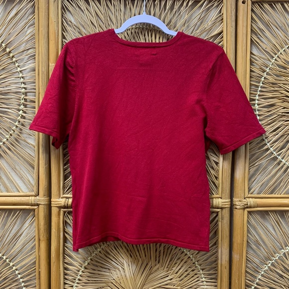 Vintage Silk Red Short Sleeve Top - Picture 2 of 3